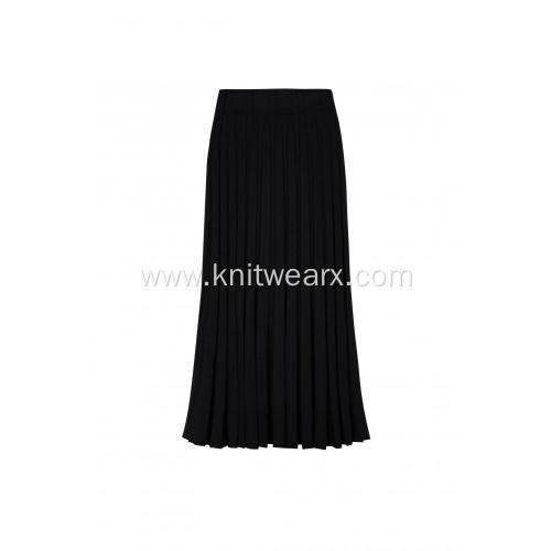 Women's Knitted Elastic Waist Texture Pleated Skirt